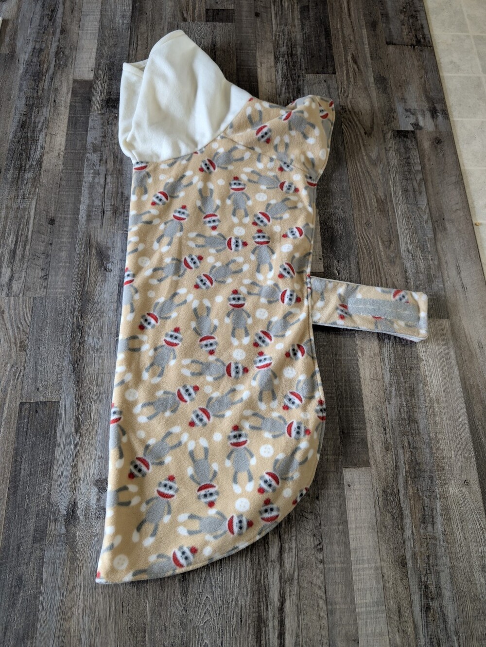 3x Sock Monkey Fleece Dog Sweater